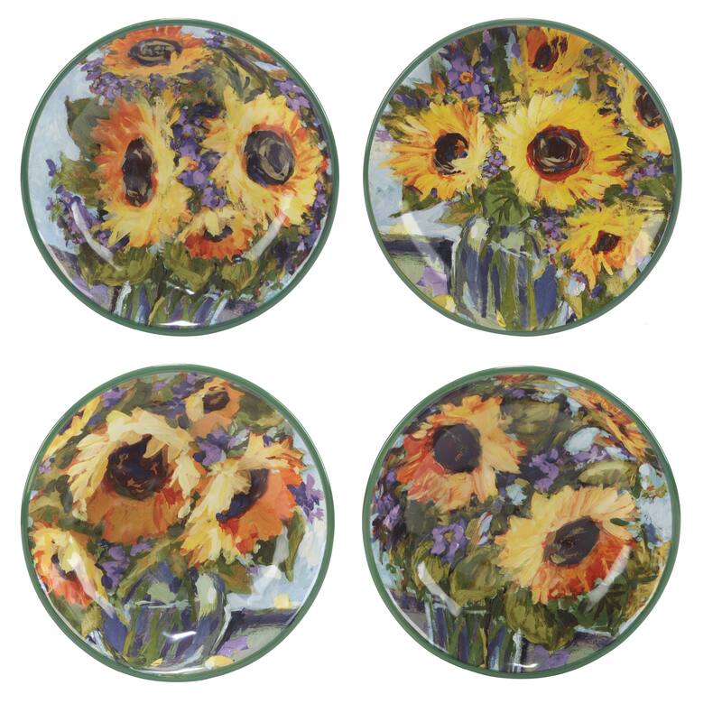 Certified International Sunflower Bouquet 38 oz. Soup/Pasta Bowls, Set of 4 Assorted Designs - 38 Oz.