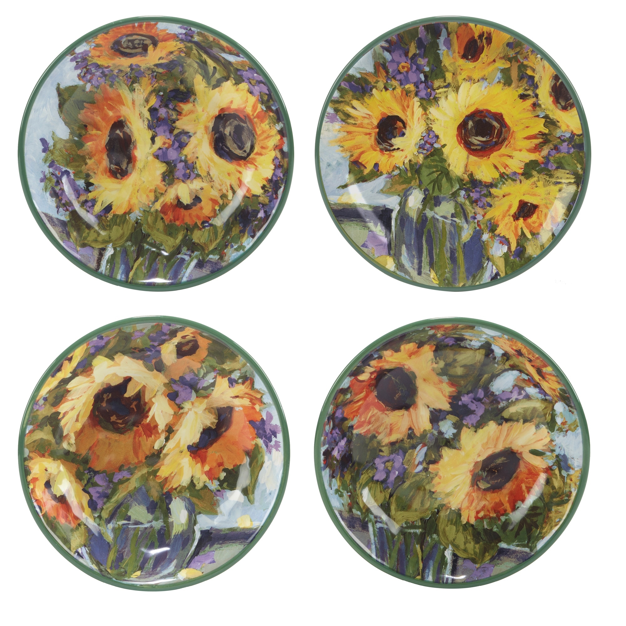Certified International Sunflower Bouquet 38 oz. Soup/Pasta Bowls, Set of 4 Assorted Designs - 38 Oz.