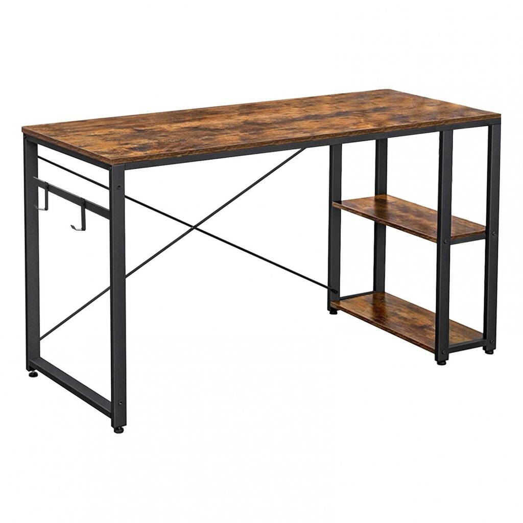 Modern Style Computer Desk with 2 Shelves
