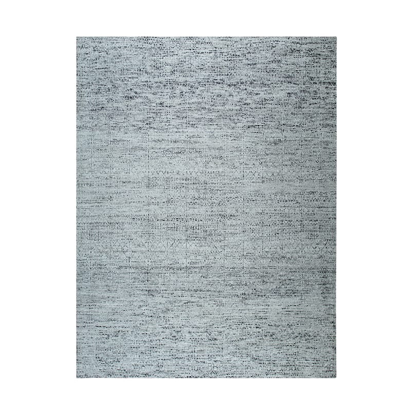 Hand-Knotted Natural Silk Grey Mix Contemporary Natural Silk Grass Design Rug - Modern Elegance and Luxurious Craftsmanship