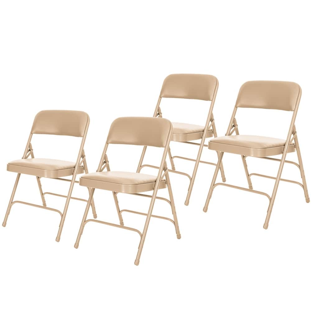 Hampden Furnishings Bernadine Collection Vinyl Triple Brace Folding Chair, Pack of 4