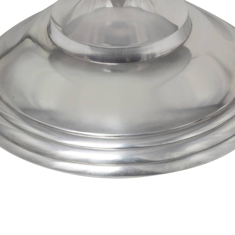 Aluminum Metal Sleek Ball Centered Base Coffee Table - Silver - Roche River Decor - 30"Wx30"Lx19"H