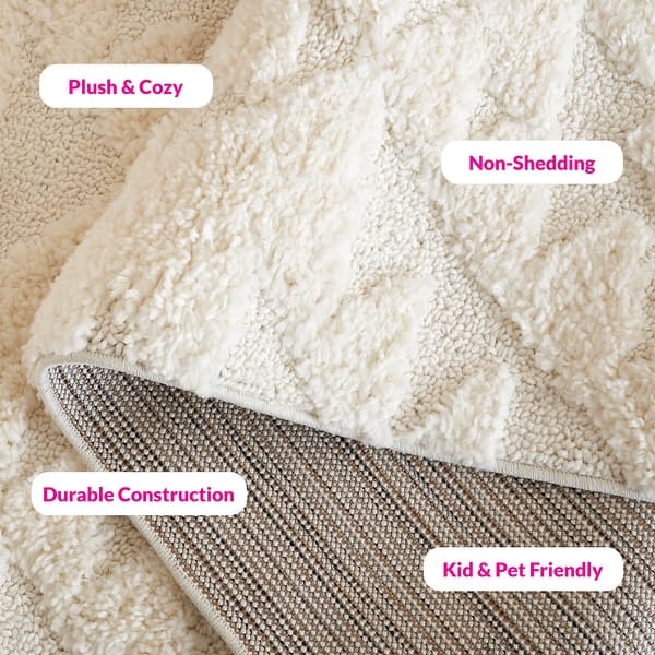 dimension image slide 0 of 3, SAFAVIEH Moroccan Tassel Shag Kobi 2-inch Thick Rug