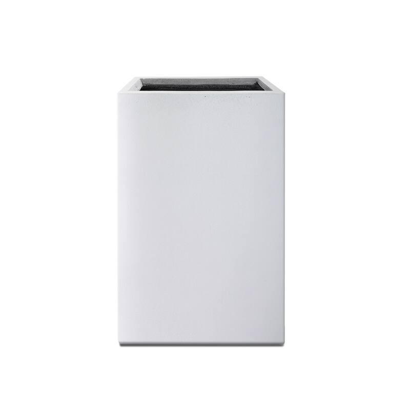 Plantara 20" H Solid White Concrete Square Plant pot, Tall Flower pot with Drainage Hole, Modern Garden planter for Outdoor