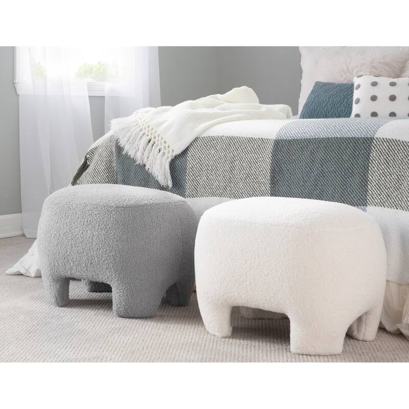 Porch & Den Kacie Contemporary Sherpa Ottoman