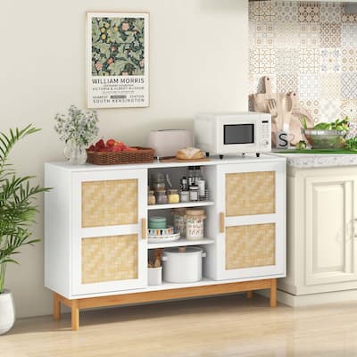 48" Buffet Sideboard Kitchen Storage Cabinet Wood Cupboard w/Shelves
