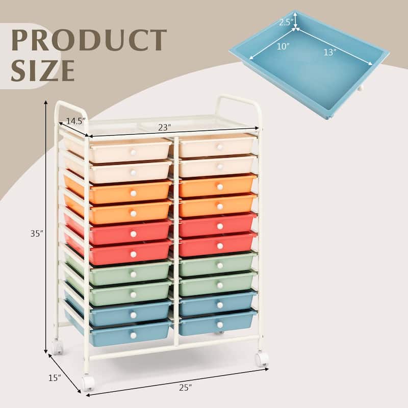 Costway 20 Drawers Rolling Cart Storage Scrapbook Paper Studio - See Details