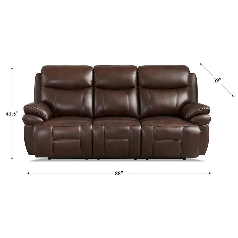 Hydeline Springdale Zero Gravity Power Recline and Headrest Top Grain Leather Sofa