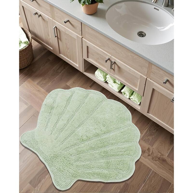 Better Trends Seashell Bath Rug 100% Cotton Absorbent Reversible Bathroom Mat Marilyn Collection