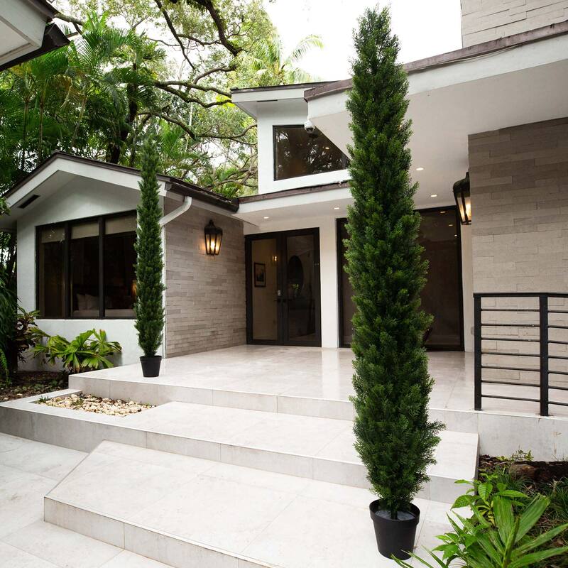 9' UV Resistant Artificial Cedar Pine Tree (Indoor/Outdoor) - Green