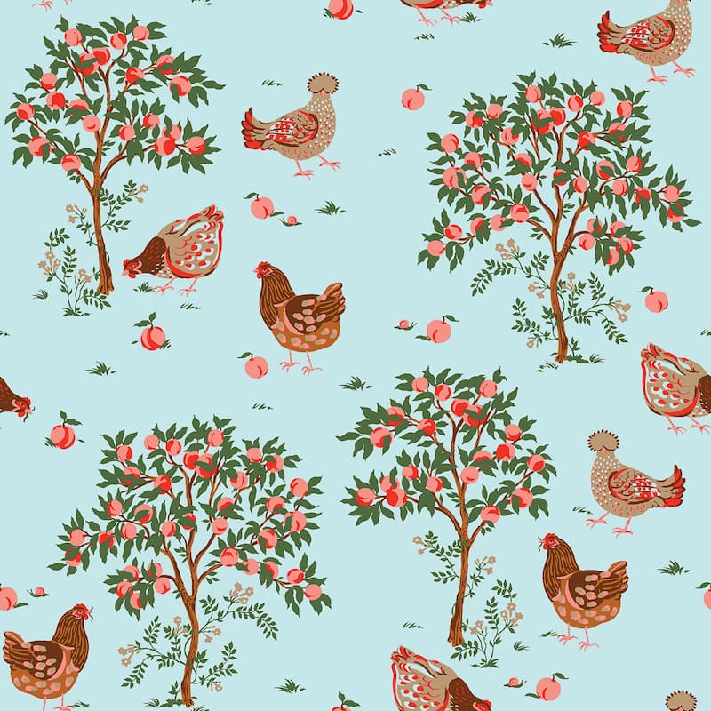 Hen House Aqua Peel and Stick Wallpaper
