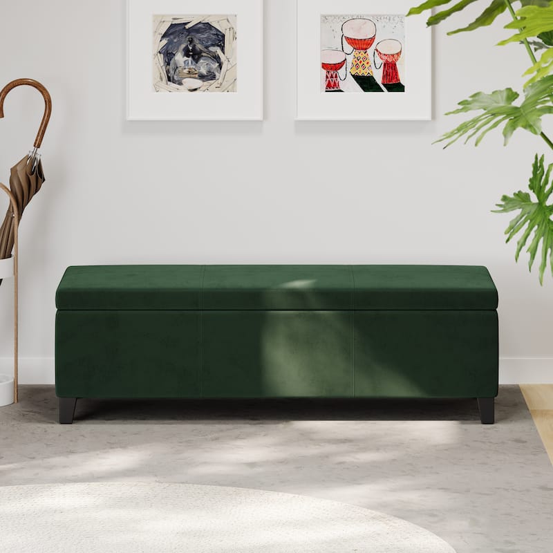 Velvet Storage Bench, End of Bed Upholstered Tufted Settee Bench for Living Room Entryway Rectangular Storage Ottoman Bench