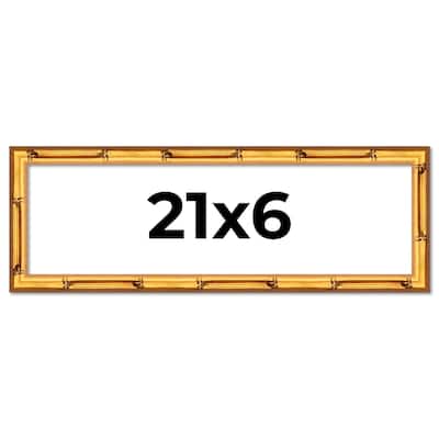 21x6 Frame Gold Bamboo Picture Frame Modern Photo Frame Includes UV Acrylic Shatter Guard Front Acid Free Foam Backing Board