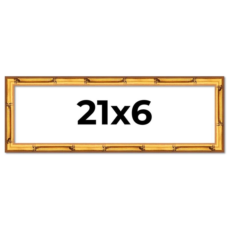 21x6 Frame Gold Bamboo Solid Wood Picture Frame | 1 Inch Moulding