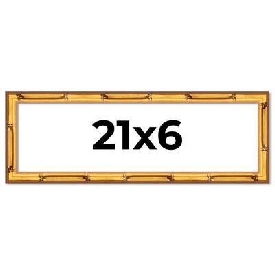 21x6 Frame Gold Bamboo Solid Wood Picture Frame | 1 Inch Moulding