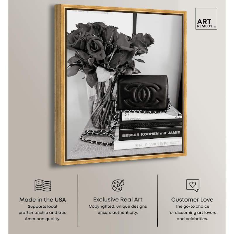 Classic Bag and Roses Canvas by Art Remedy