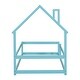 preview thumbnail 31 of 64, Twin Size Wood House-Shaped Headboard Floor Bed with Fences