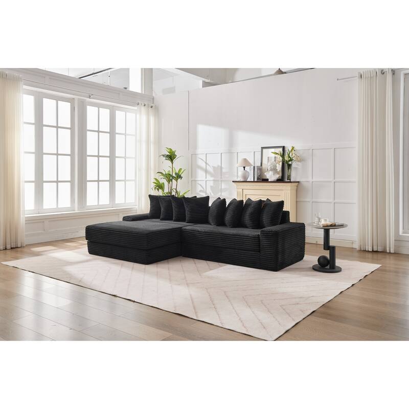 Convertible Corduroy Sofa Bed, Foldable Floor Couch, Space-Saving Sleeper Mattress Sofa, Multi-Functional Folding Bed