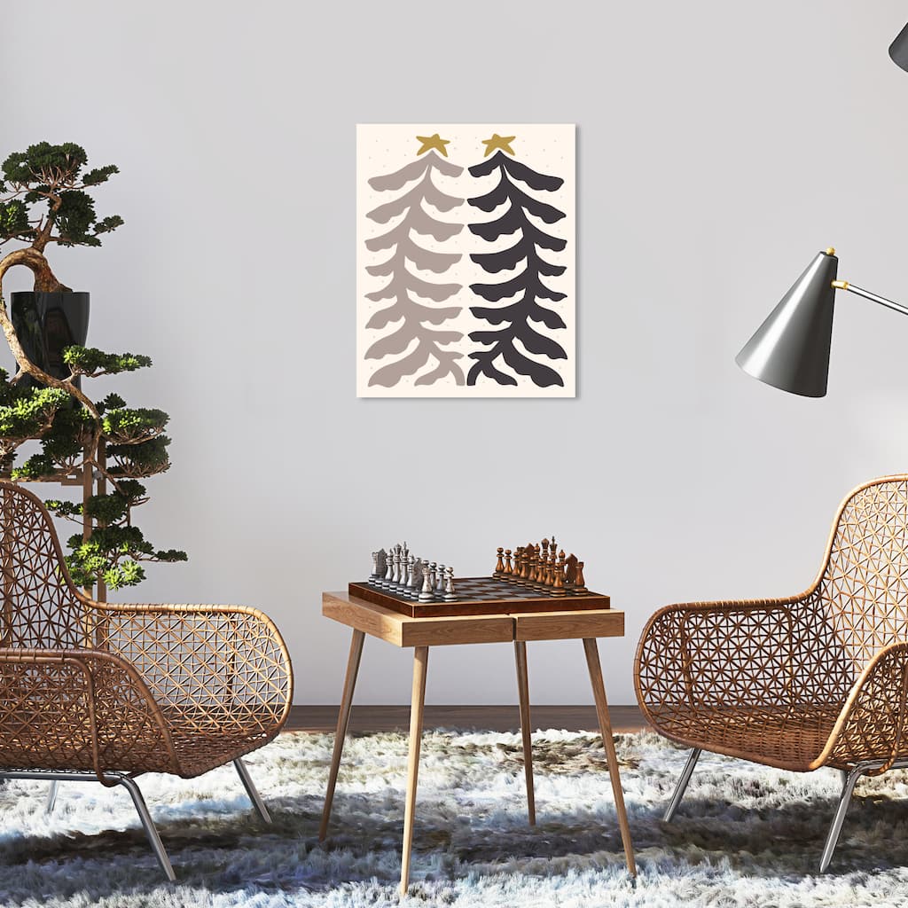 Wynwood Studio Canvas Holiday and Seasonal Ferns as Pines Gray Modern & Contemporary Wall Art Canvas Print