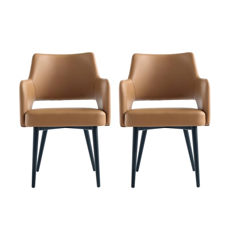 Manhattan Comfort Tremont Leatherette Dining Arm Chair with Metal Legs