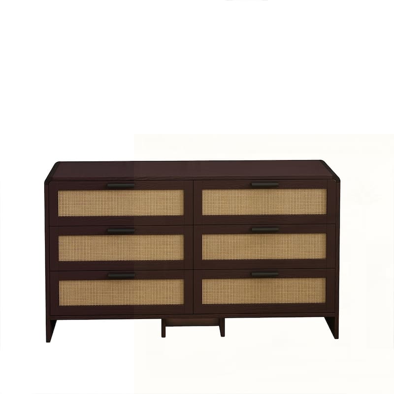 6-DrawersArc Shaped Corner Rattan Storage Cabinet