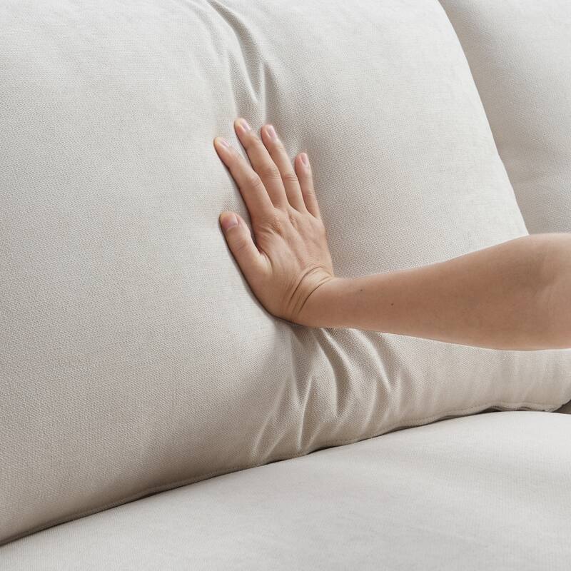 4-Seat Polyester L-Shaped Sectional Sofa with Convertible Ottoman