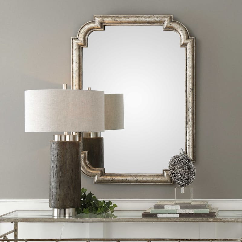 Distressed Wall Mirror - 45" - Silver