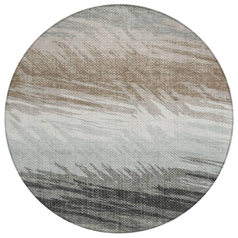 Machine Washable Indoor/ OutdoorAbstract Brushstrokes Chantille Rug