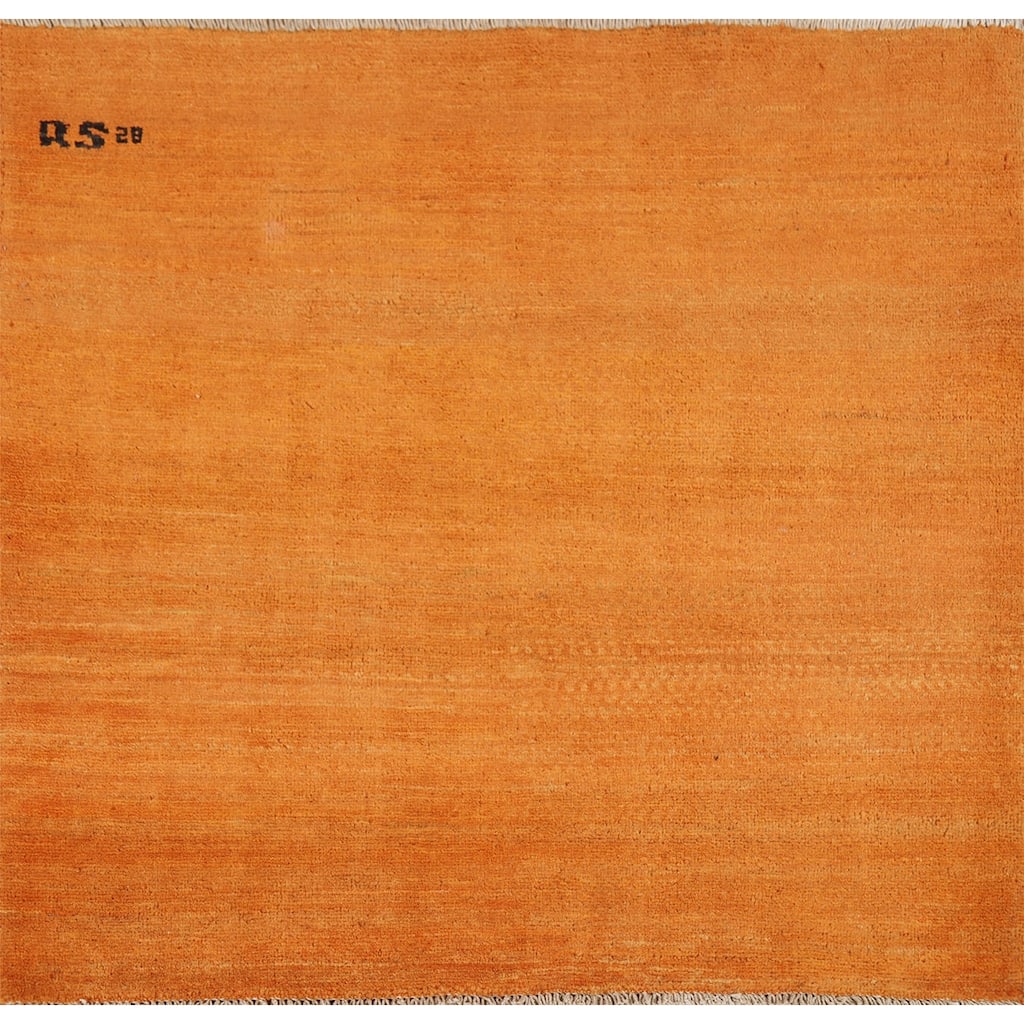 Modern Gabbeh Oriental Square Rug Hand-Knotted Wool Carpet - 2'10"x 3'5"