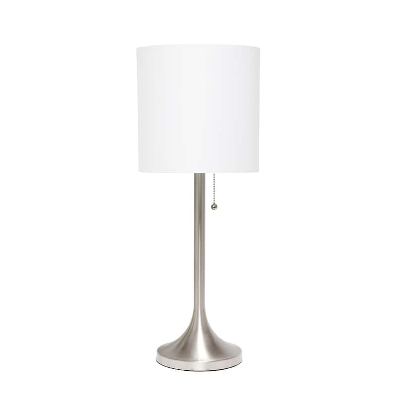 21.25" Modern Glam Metal Table Lamp with Silk Shade and Pull-Chain Switch for Bedroom or Living Room - 8"L x 8"W x 21.25"H - BW