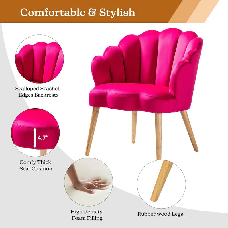 Eleanora Morden Scalloped Velvet Arm Chair with Tufted Back by HULALA HOME