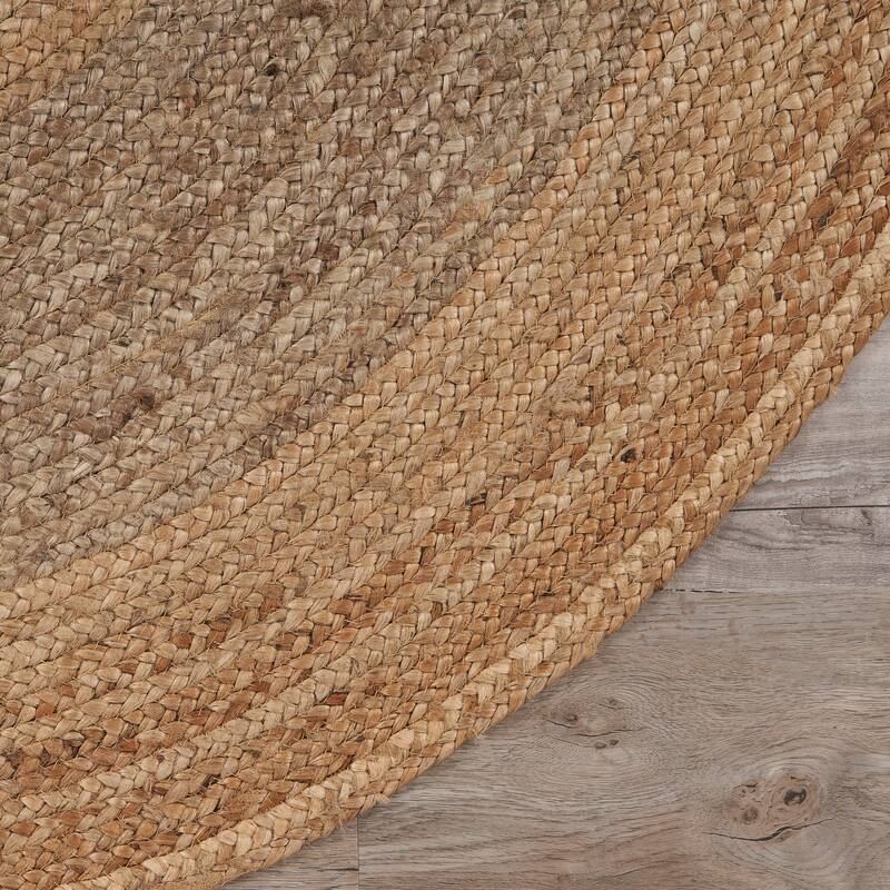 Sevita Organic Jute Braided Area Rug, Natural and Gray