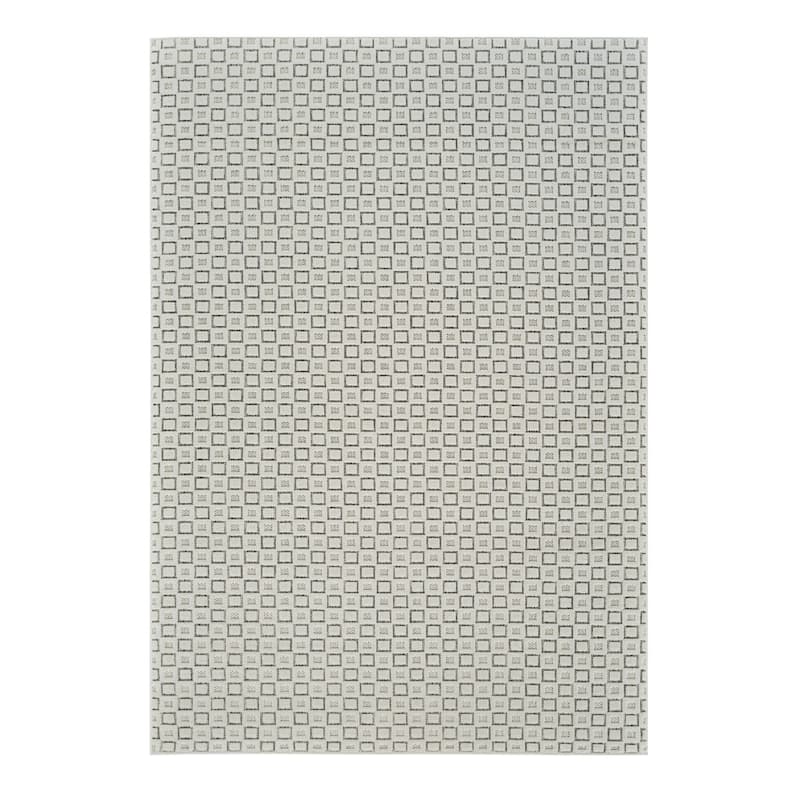 Elto Sleek Geometric Weather Resistant Current & Stylish Outdoor Rug - 4' X 6' - Beige/Cream