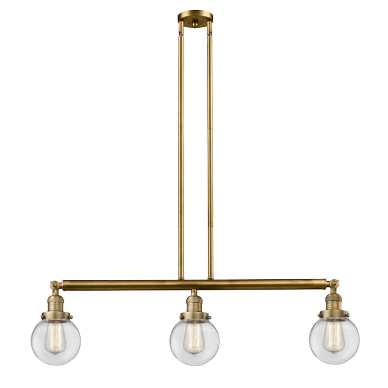 Innovations Lighting Beacon 3 Light 39" Wide Linear Chandelier - Brushed Brass / Clear