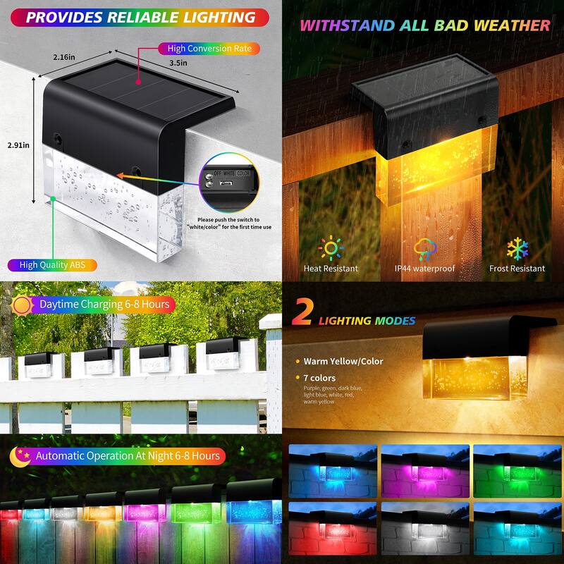 Solar Deck Lights Outdoor,2 Lighting Modes