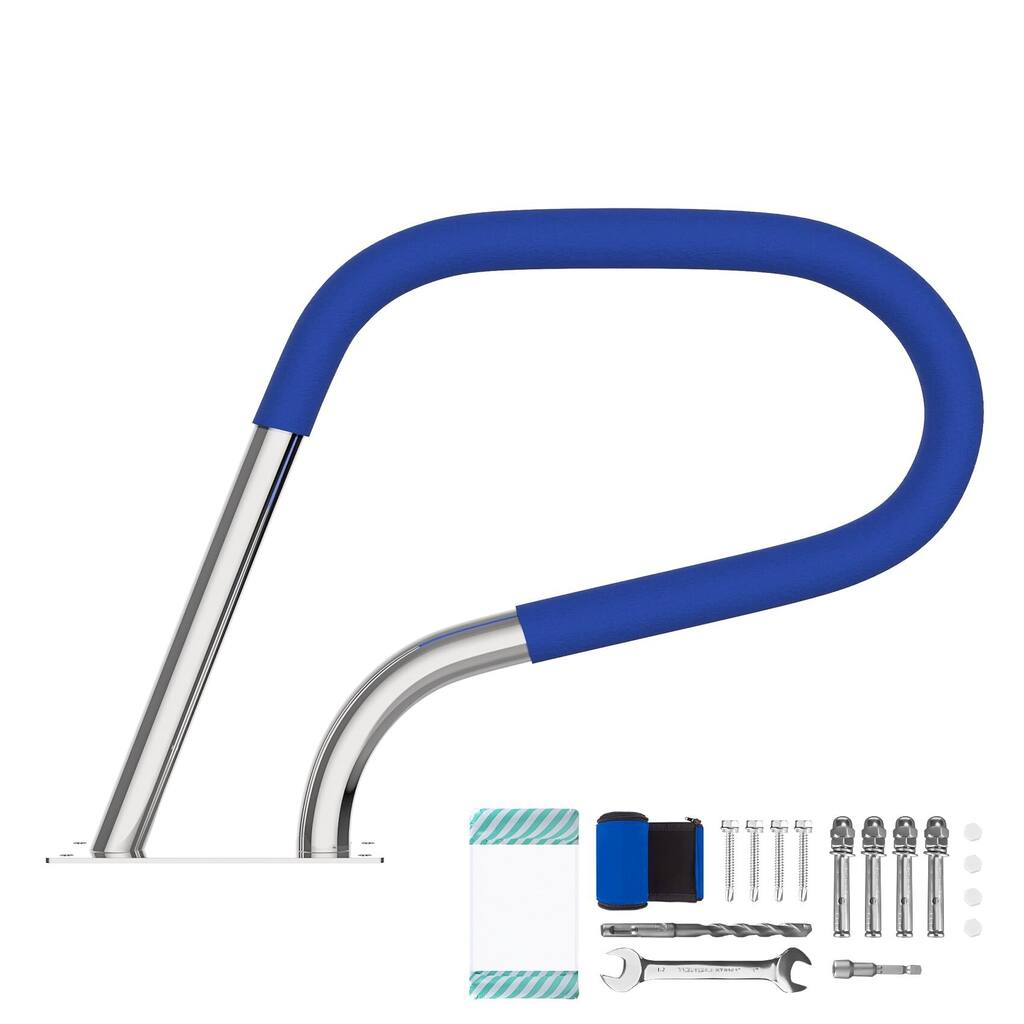 Pool Handrail, Pool Railings for Inground Pools, 304 Stainless Steel Pool Handrails with Blue Nylon Grip Cover