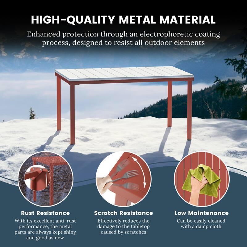 Frond and Form 59 Inch By 35.4 Inch Outdoor Steel Rectangular Dining Table