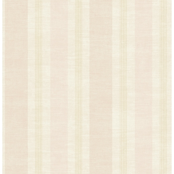 slide 2 of 6, Seabrook Designs Harmonia Linen Stripe Unpasted Wallpaper 20.5 in. W x 33 ft. L - Metallic Blush & Cream