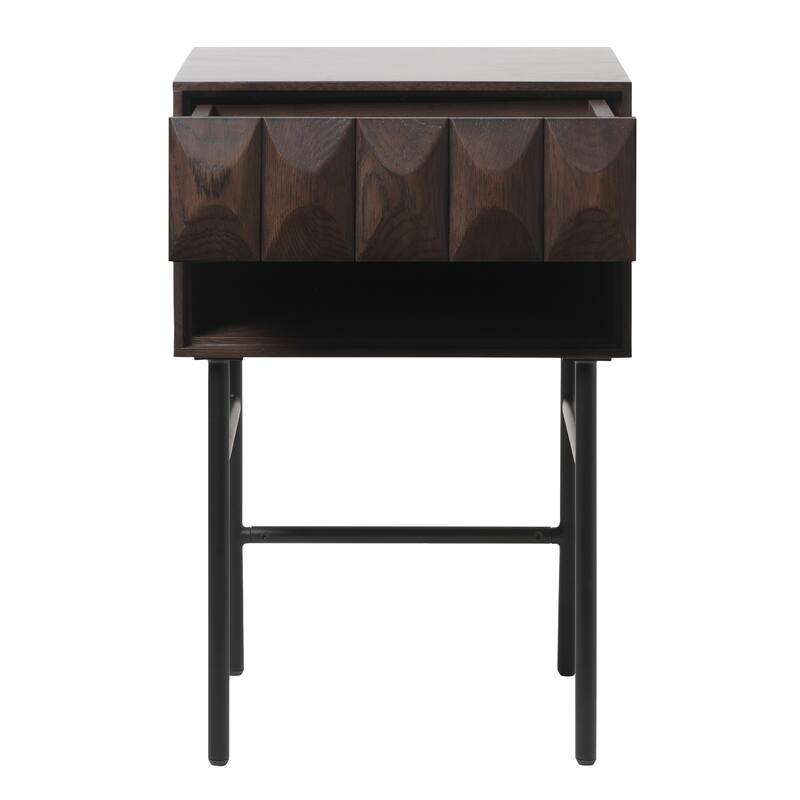 Rye Studio Modern 27" High Side Table with Drawer, Espresso Oak - 18"W x 18"L x 27"H