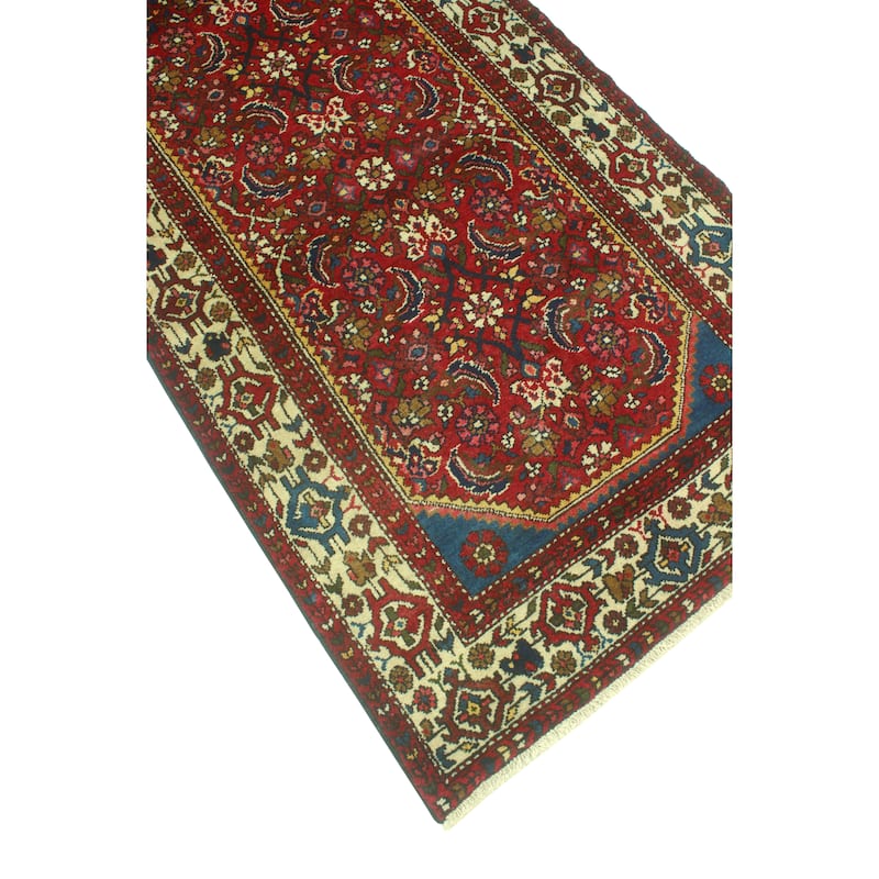 Fine Vintage Distressed Subbooh Red/Beige Runner - 3'4" x 9'2"