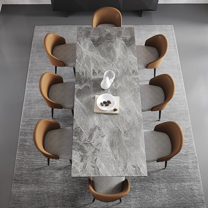 110.24'' Extendable Rectangular Sintered Stone Dining Table For 6-10 People