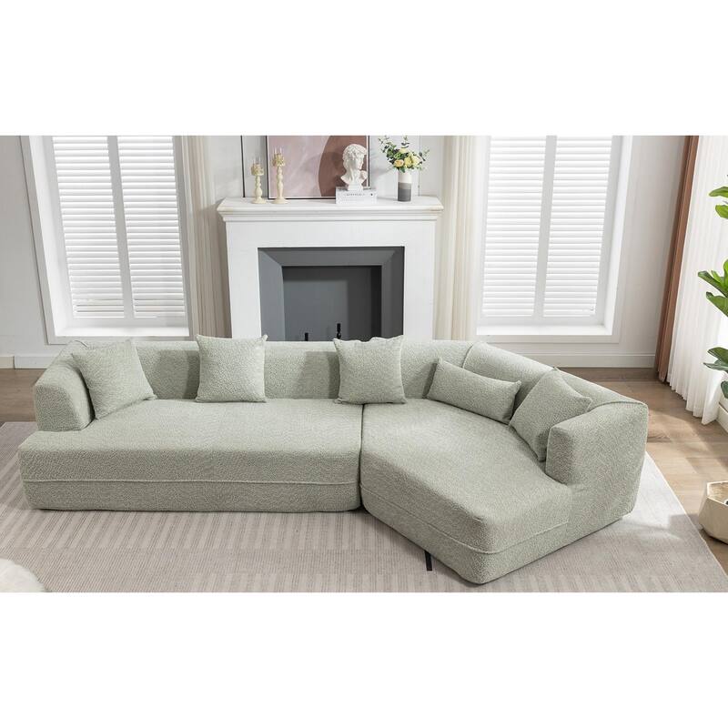 Minimalist Boucle Modular Sofa, Comfortable 3-Seater with Reversible Sectional Design, Ideal for Living Room