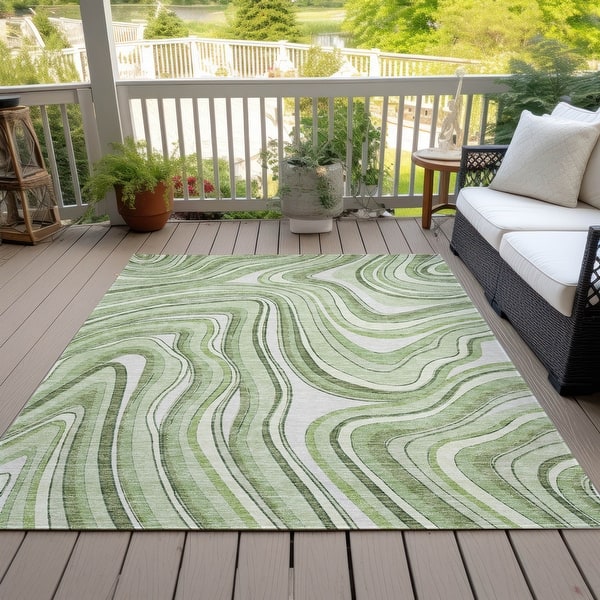 Machine Washable Indoor/ Outdoor Chantille Contemporary Abstract Rug - Aloe - 8' x 10'