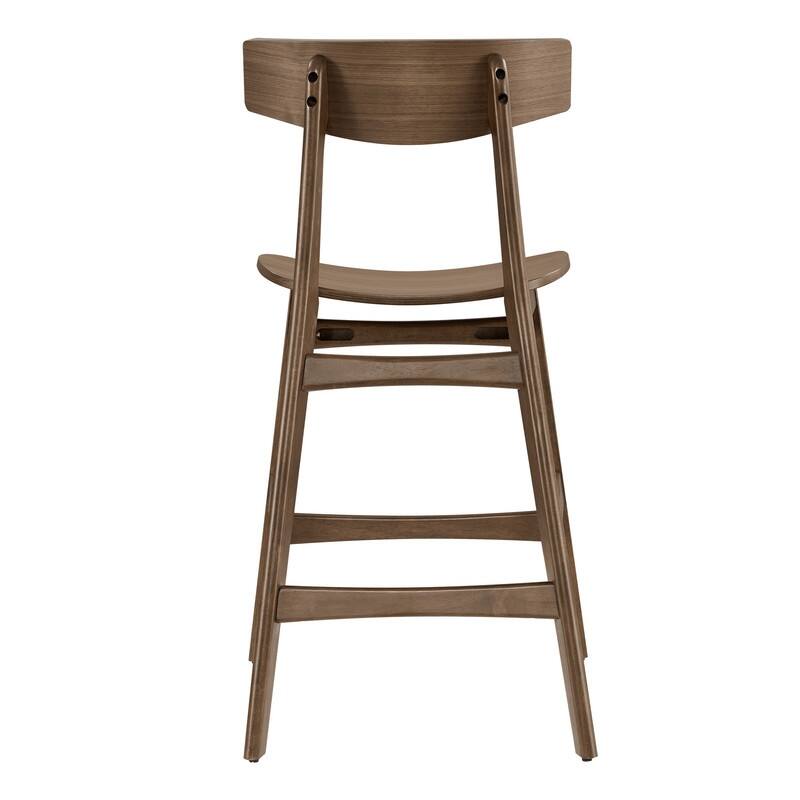 Spruce & Spring Modern Farmhouse Bar Stool with Bentwood Back and Saddle Seat