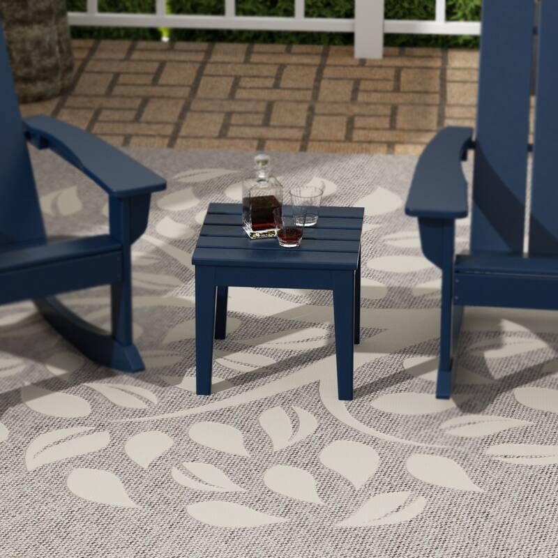 Shoreside HDPE Eco-Friendly All Weather Square Modern 18" Side Table - Navy Blue