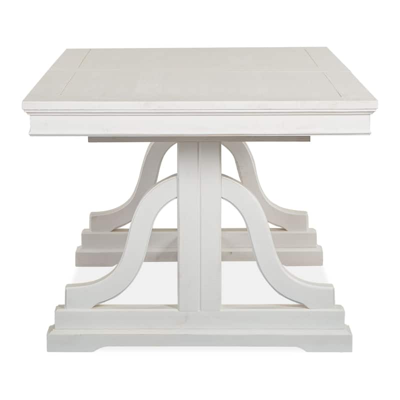 Magnussen Home Heron Cove Chalk White And Dovetail Grey Extendable Trestle Dining Table - 38''W x 72''D x 30''H