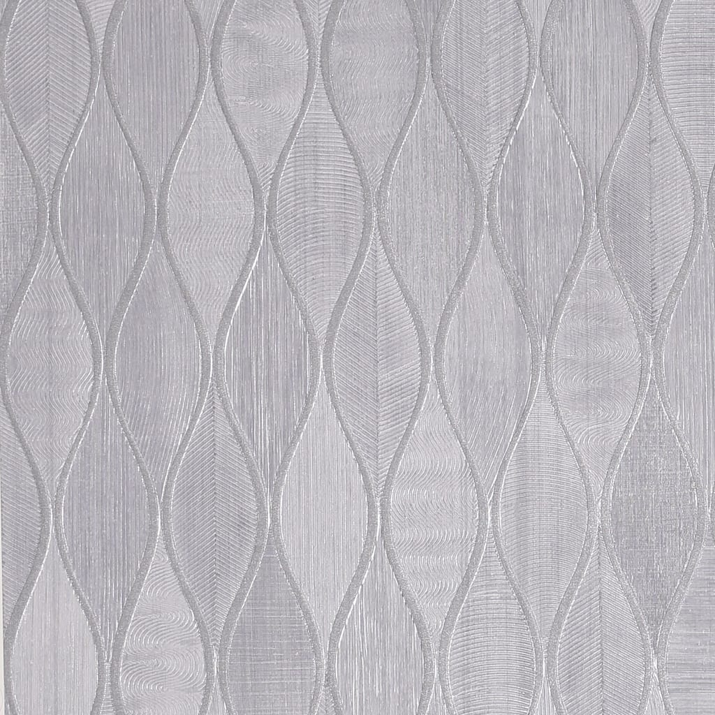 Ogee Silver Heavyweight Vinyl Wallpaper