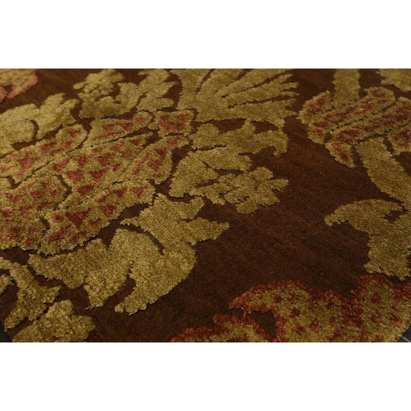 Hand Knotted KPSI Brown Tibetan Wool & Silk Oriental Area Rug (2x3) - 2' x 3'