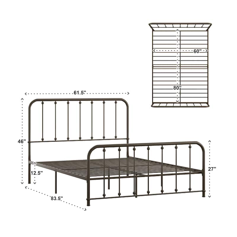 Kae Metal Bed with Beaded Headboard by iNSPIRE Q Classic