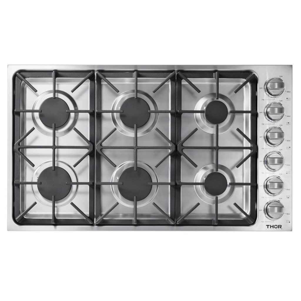 Thor Kitchen 36 Inch Professional Gas Cooktop with Six Burners - Stainless Steel